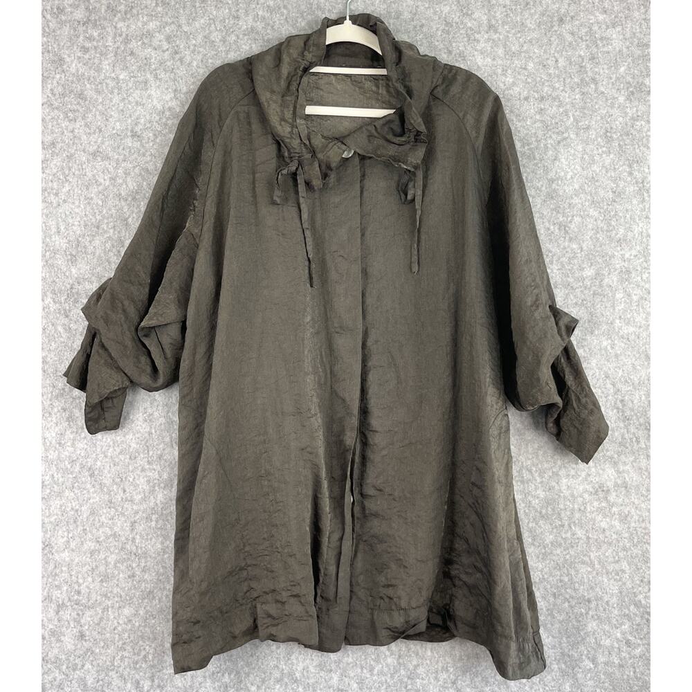 Cut Loose Topper Jacket Womens Medium Bronze Oversized Lagenlook Artsy Eclectic